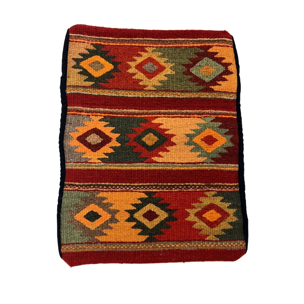 Wool Kilim Pillow Cover 18x15 Southwestern Geometric Artisan Tribal Earthy Cabin